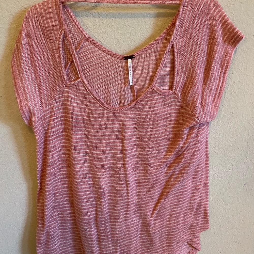 pink and white striped sweater